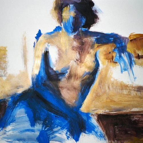 Accoudée, acrylique sur papier, 75 x 55 cm