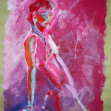 Nu rose, acrylique sur papier kraft, 50 x 70 cm