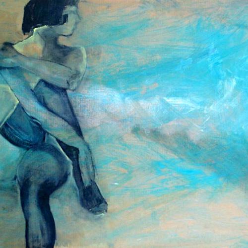 Bleu, huile sur carton, 150 x 100 cm