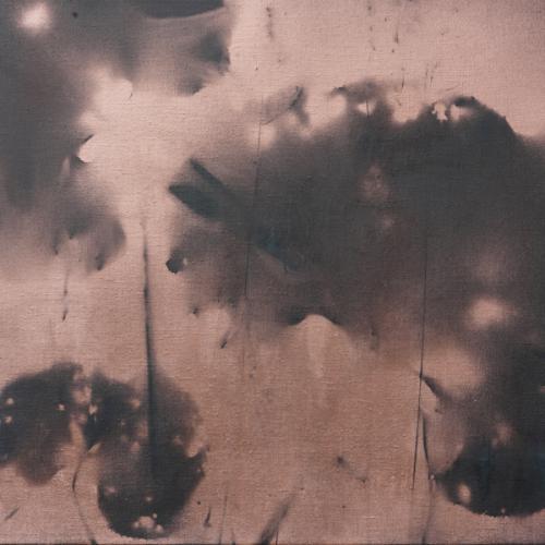 Bombe cuivrée sur toile noircie, 80 x 70 cm