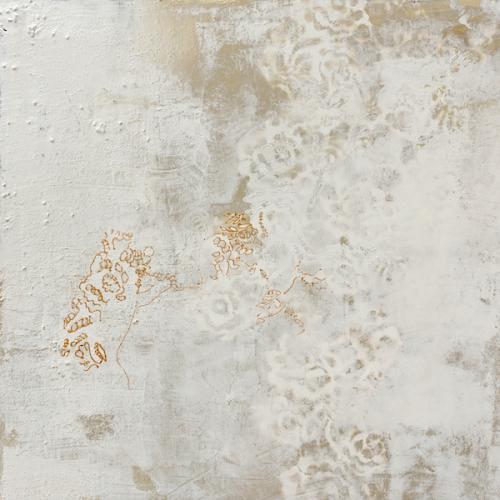 Traces de dentelles, technique mixte, 50 x 50 cm