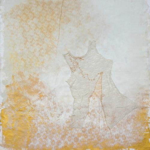 Cicatrice, huile, bombe, dentelle sur tissu, 120 x 120 cm