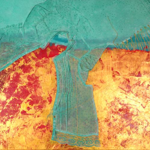 Recoudre, technique mixte sur toile, 145 x 91 cm