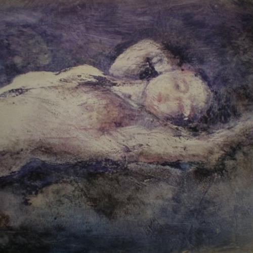 Sieste, tempera sur bois plâtré, 28 x 21 cm