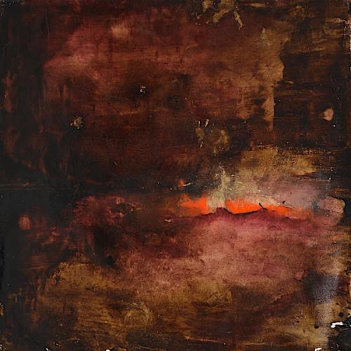 Ligne orange, huile sur toile, 75 x 75 cm